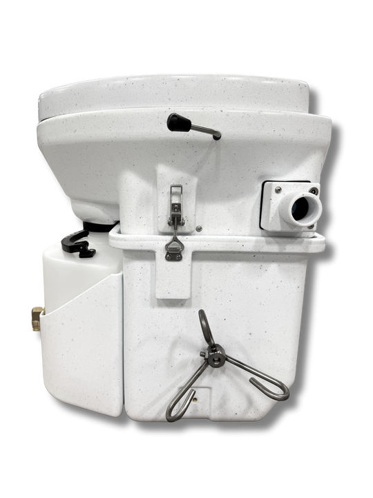 A view of the nature's head foot spider handle with urine diverter kit | compost toilet-side