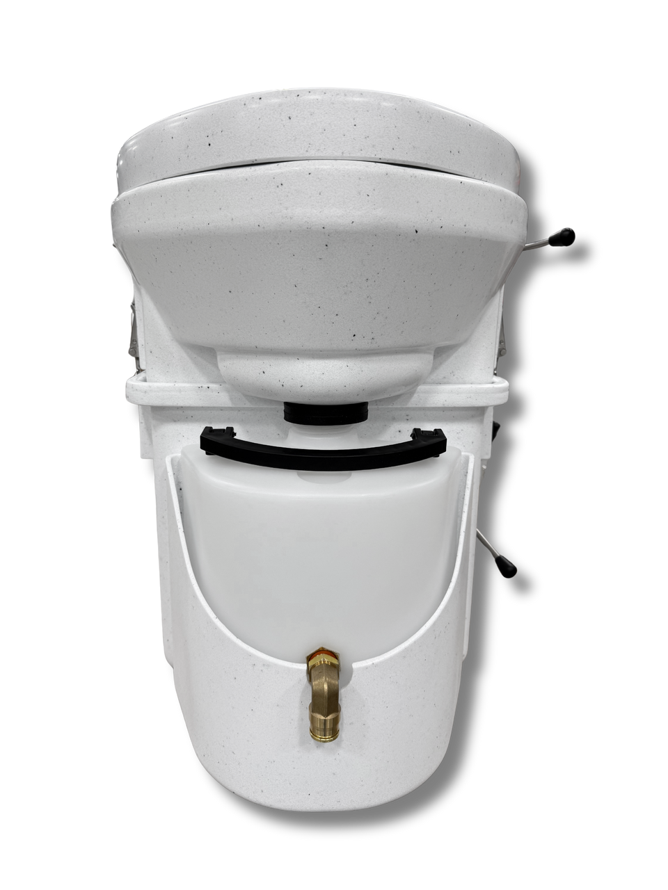 Front view of a premium spider-handle urine diverter toilet system