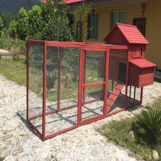 barn red stain wooden chicken run extension - Urban Northern Coops