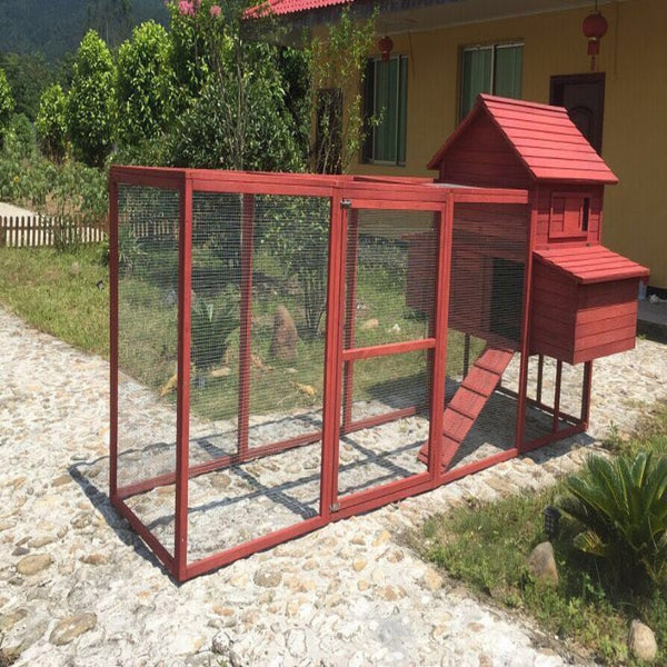 barn red stain wooden chicken run extension - Urban Northern Coops