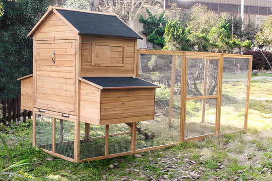 Resort Wooden chicken coop with run and a transparent wire fence - Urban Northern Coops